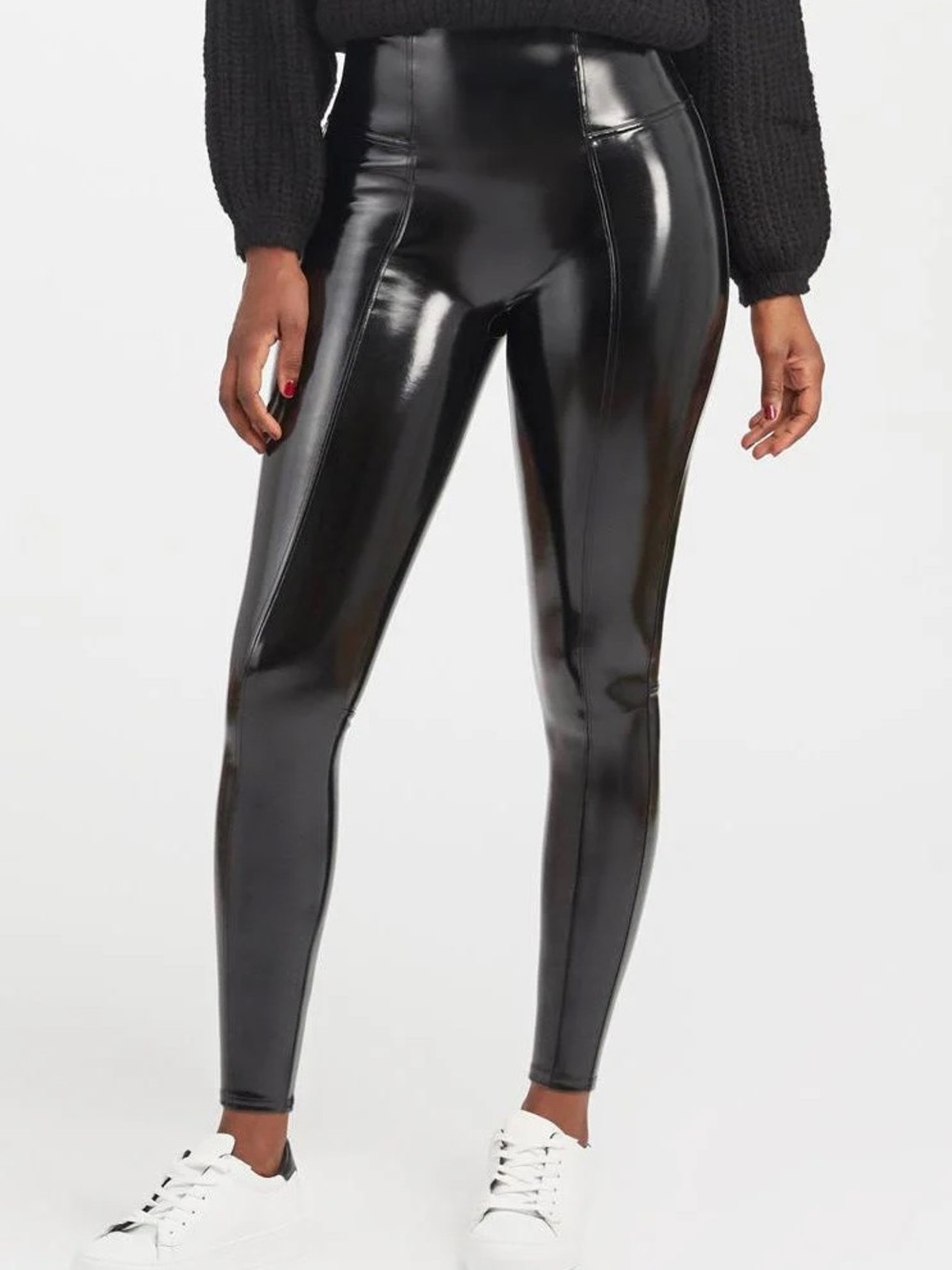 SPANX Black Faux Patent Leather Leggings